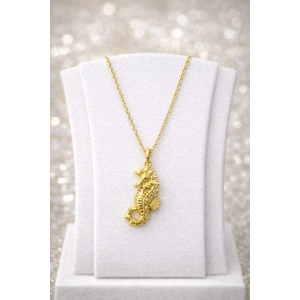 Denizatı Figürlü Kolye Gold Renkli Çelik