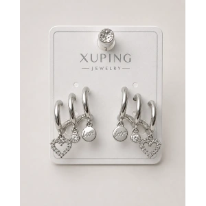 Xuping Love & Kalp Detaylı Halka Küpe Gümüş Renkli