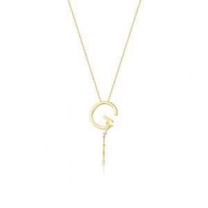 Alya Harf Kolye Gold Renkli Çelik G Uçurtma Detaylı Kolye