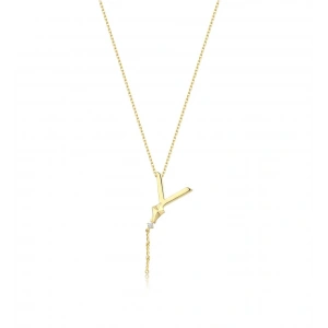 Alya Harf Kolye Gold Renkli Çelik Y Uçurtma Detaylı Kolye