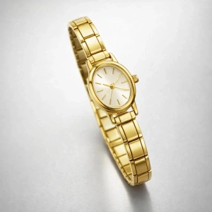 Gold Renkli Çelik Esnek Kadın Saat (İçi Sarı)