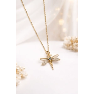 Gold Renkli Çelik Yusufçuk Kolye