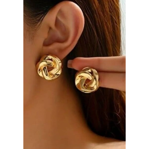 Gold Renkli Detaylı Halka Model Küpe