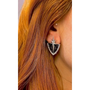 Gümüş Renkli Marka Model Taşlı Küpe