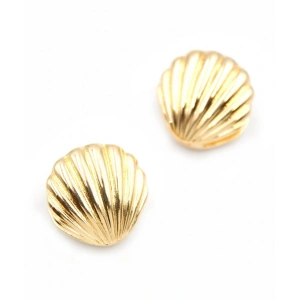 İstiridye Model Gold Renkli Küpe