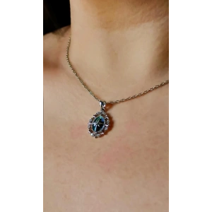 Kutup Yıldızı Vintage Esintili Taşlı Çelik Kolye