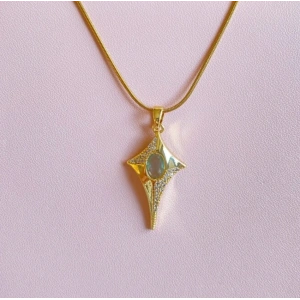 Kuzey Yıldızı Star Taşlı Çelik Gold Kolye