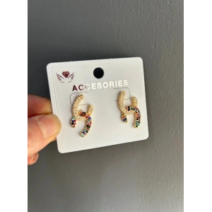 Marka model İnci Taş Detaylı Gold Küpe