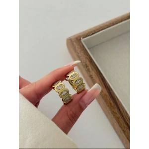 Melis Göral Model Çelik Taşlı Halka Küpe