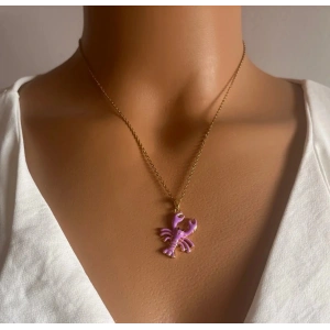 Yengeç Modeli Renkli Çelik Gold Kolye