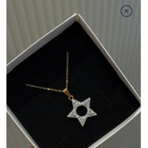 Yıldız Model Taşlı Çelik Gold Kolye