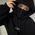 Fermuarlı Çift Kapüşonlu Unisex Oversize Hoodie