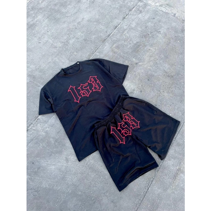 153 BASKILI UNISEX ŞORT TAKIM(SİYAH)