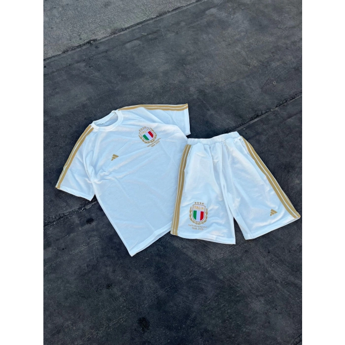 ADİDAS ITALIA BASKI UNISEX ŞORT TAKIM(BEYAZ)
