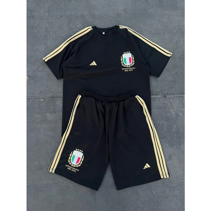 ADİDAS ITALIA BASKI UNISEX ŞORT TAKIM(SİYAH)