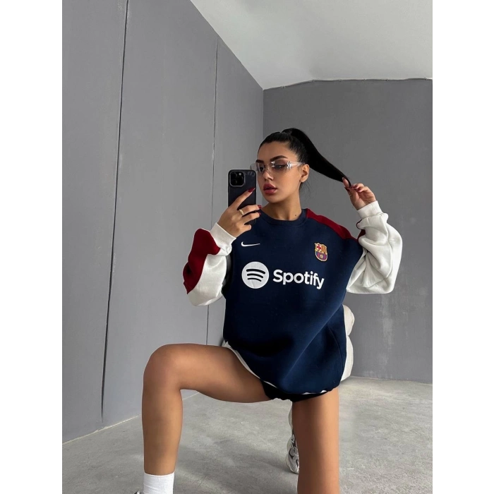 BARCELONA Unisex Şardonlu Sweatshirt