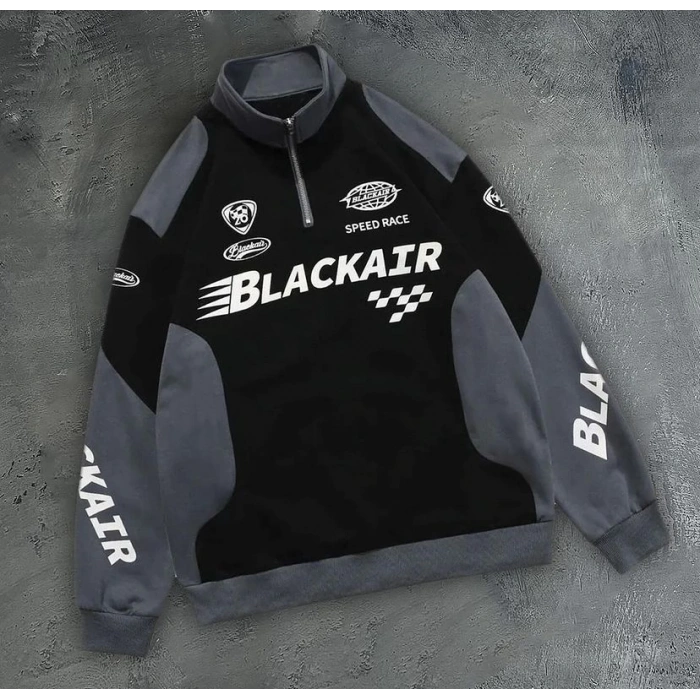 BLACKAIR Yarım Fermuar Şardonlu Unisex Sweatshirt