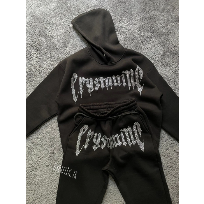 CRY Taş Baskı Üç İplik Unisex Hoodie