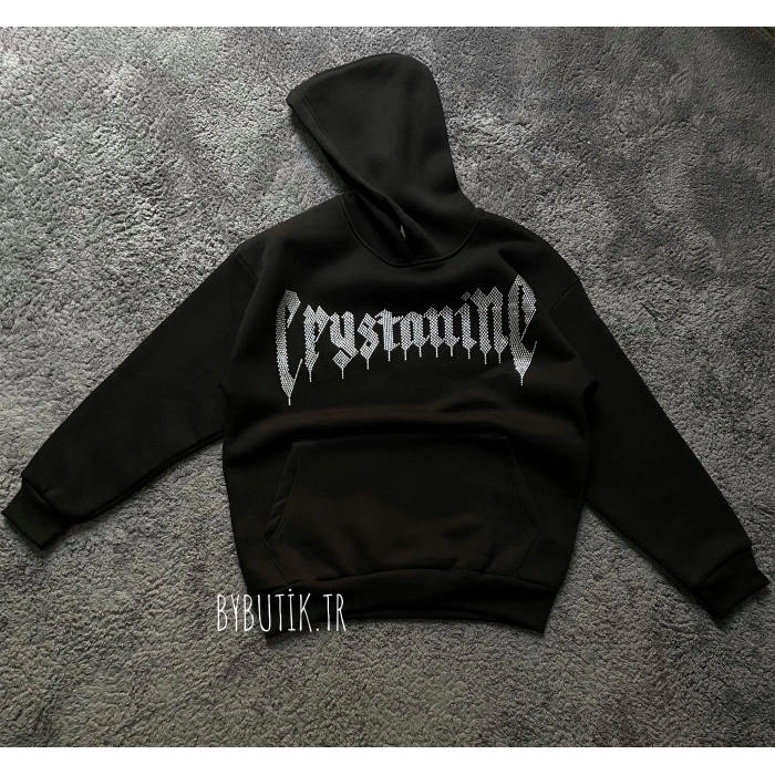 CRY Taş Baskı Üç İplik Unisex Hoodie