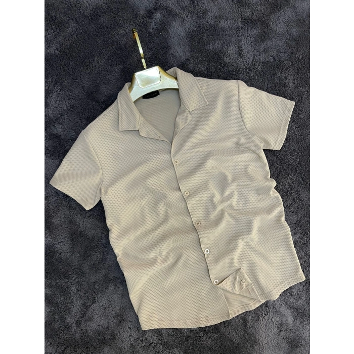 Krem Örme Slim Gömlek