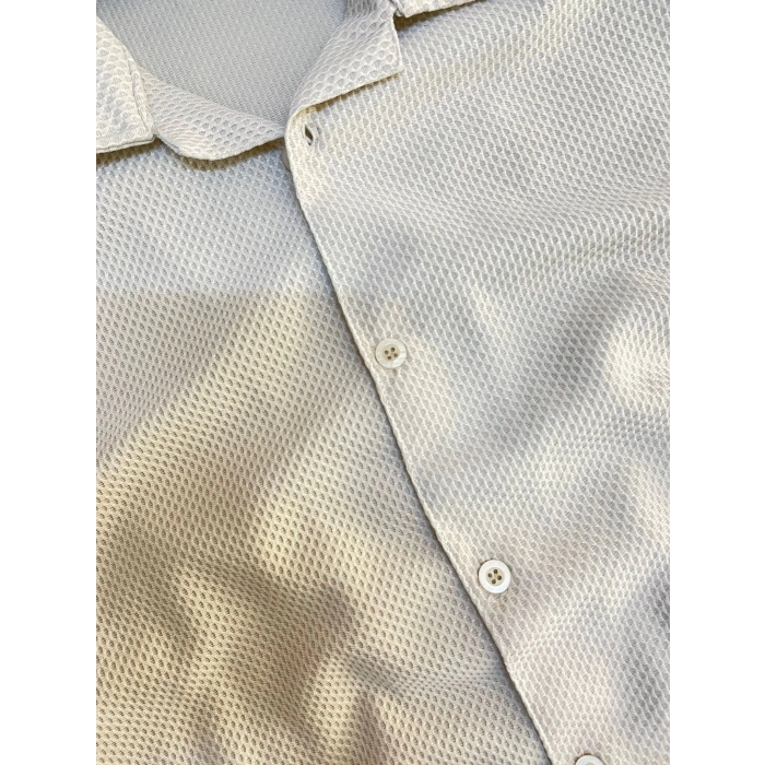 Krem Örme Slim Gömlek