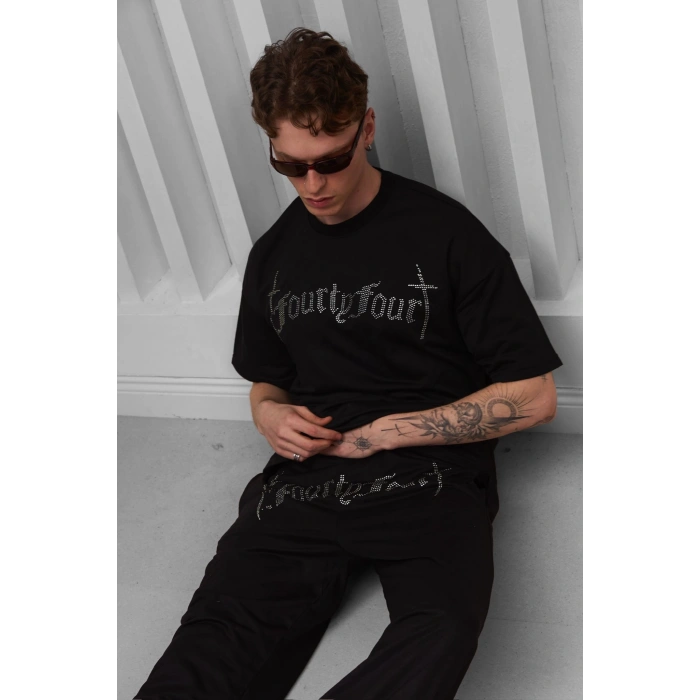 FOURTY TAŞ BASKI UNISEX TAKIM(SİYAH)