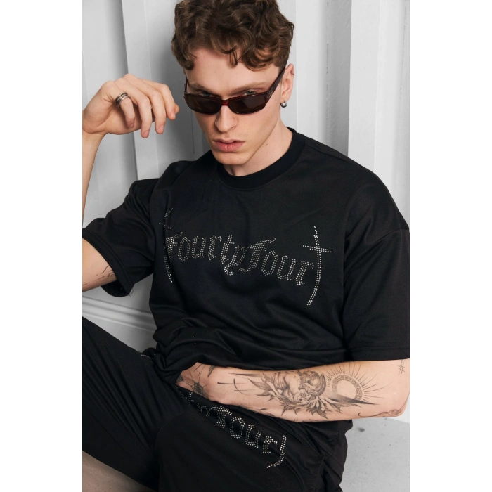 FOURTY TAŞ BASKI UNISEX TAKIM(SİYAH)