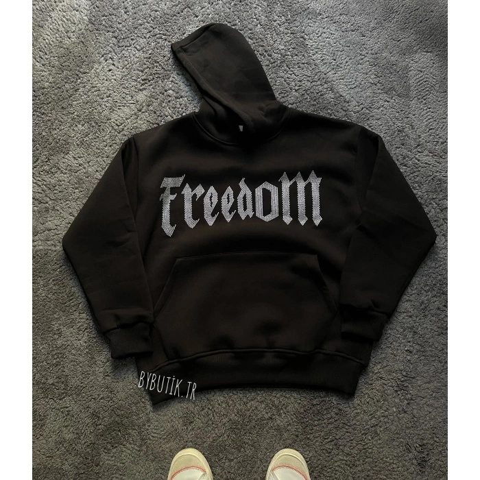 FREEDOM Taş Baskı Unisex Oversize Hoodie