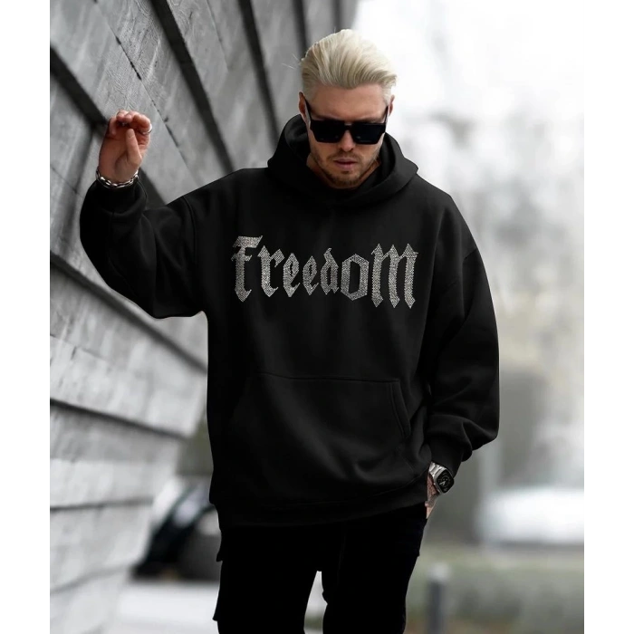 FREEDOM Taş Baskı Unisex Oversize Hoodie