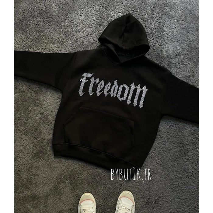 FREEDOM Taş Baskı Unisex Oversize Hoodie