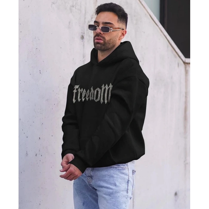 FREEDOM Taş Baskı Unisex Oversize Hoodie