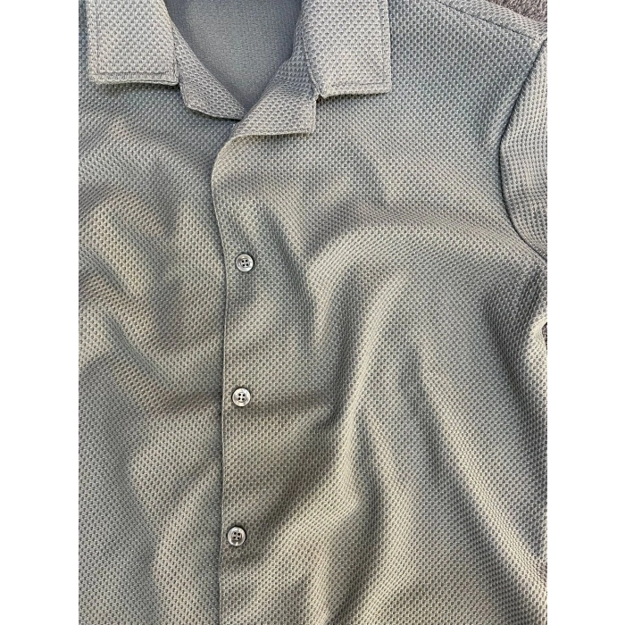 Gri Örme Slim Gömlek