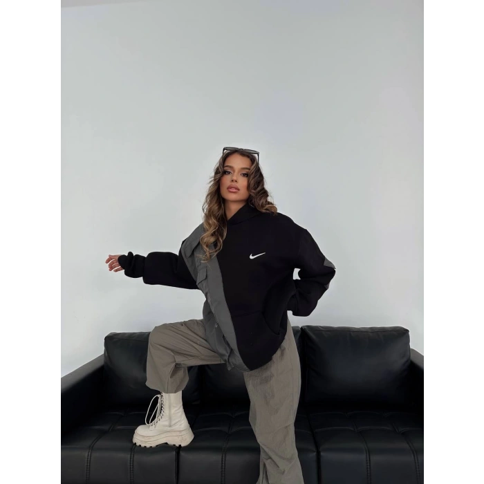 NK Paraşüt Kumaş Parçalı Unisex Sweatshirt(REPLİKA)