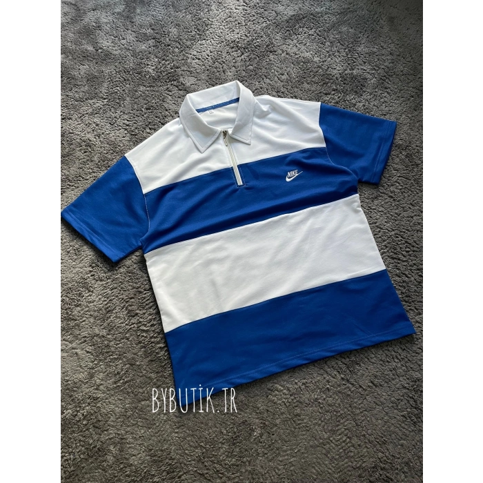 NK POLO YAKA UNISEX OVERSIZE TSHIRT (MAVİ)