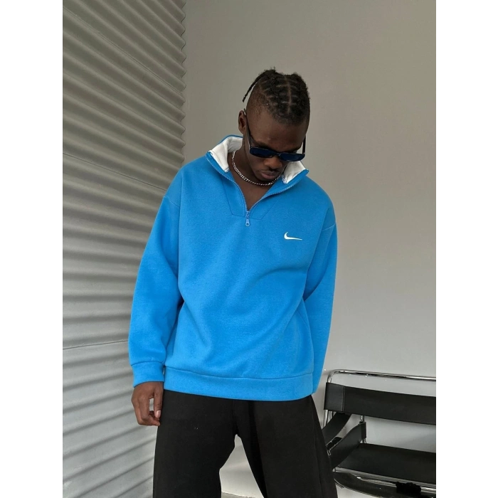 NK Yarım Fermuarlı Şardonlu Sweatshirt