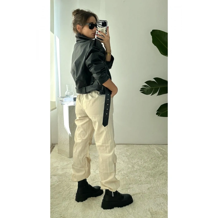 KARGO PARAŞÜT PANTOLON(KREM)