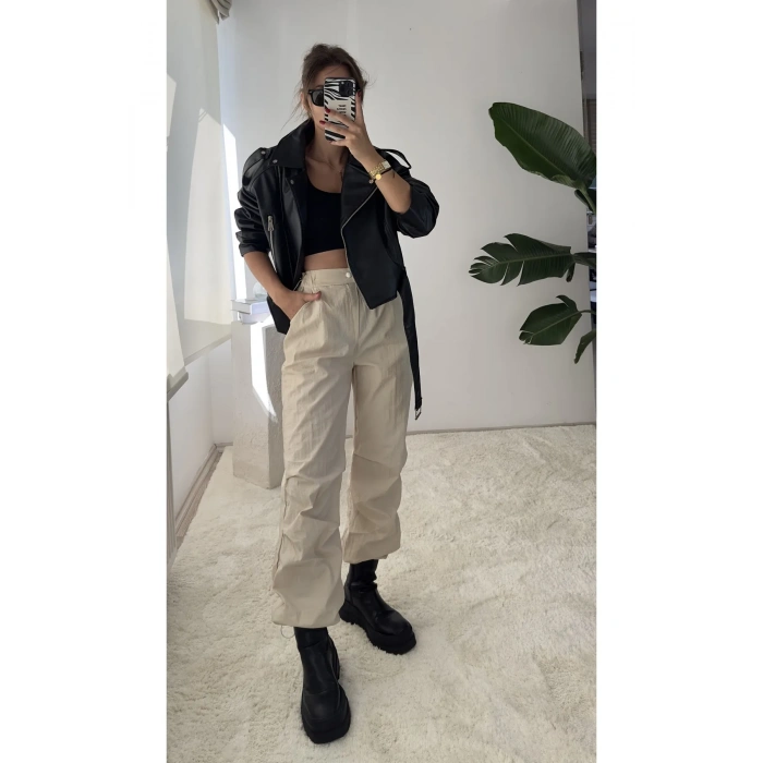 KARGO PARAŞÜT PANTOLON(KREM)
