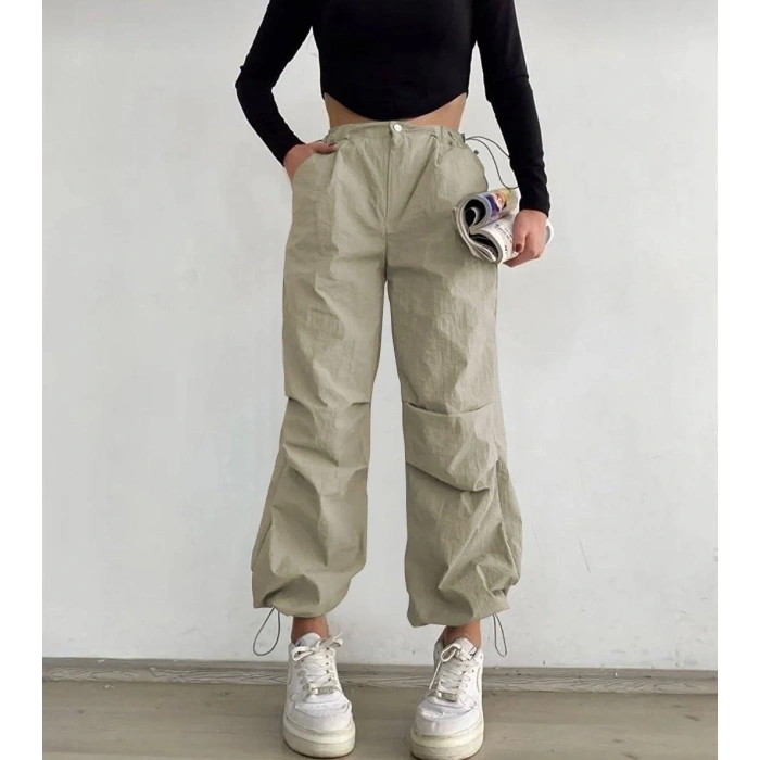 KARGO PARAŞÜT PANTOLON(KREM)