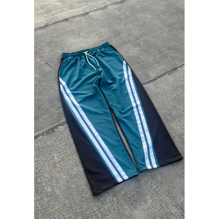 ŞERİT DETAY UNISEX EŞOFMAN ALTI (PETROL-LACİ)