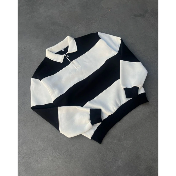 ŞERİT POLO YAKA  UNISEX SWEATSHIRT