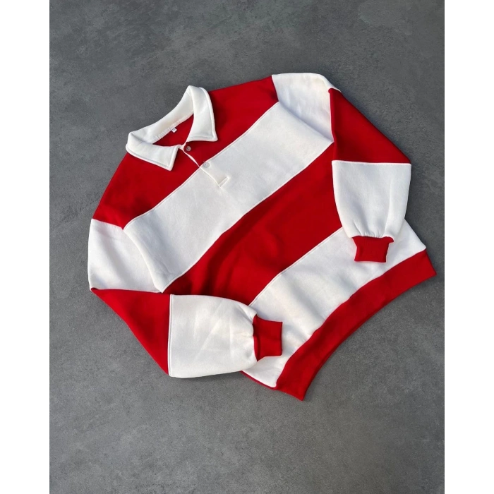 ŞERİT POLO YAKA  UNISEX SWEATSHIRT