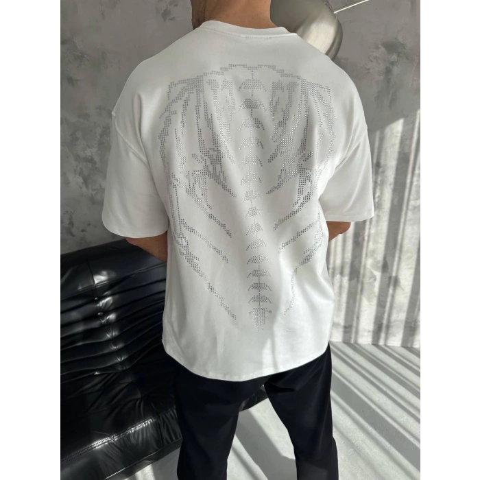 SIRT TAŞ BASKI UNISEX OVERSIZE TSHIRT (BEYAZ)