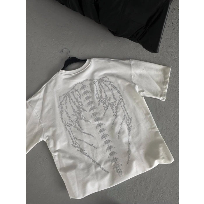 SIRT TAŞ BASKI UNISEX OVERSIZE TSHIRT (BEYAZ)