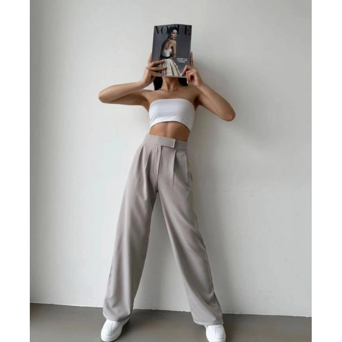 Velcrolu Kadın Keten Pantolon