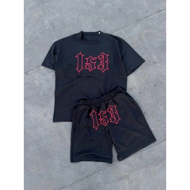 153 BASKILI UNISEX ŞORT TAKIM(SİYAH)