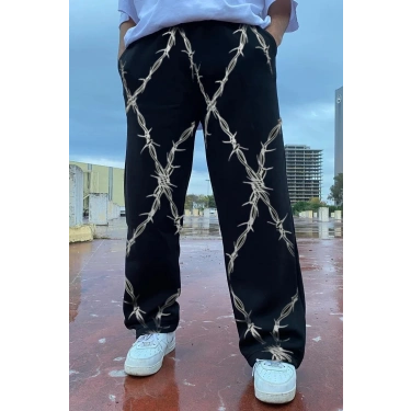 BASKILI UNISEX OVERSIZE EŞOFMAN ALTI