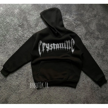 CRY Taş Baskı Üç İplik Unisex Hoodie