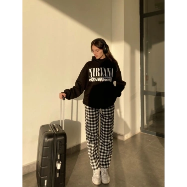 Ekoseli Unisex Eşofman Altı (SİYAH)