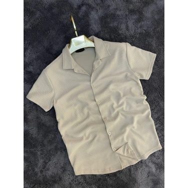 Krem Örme Slim Gömlek