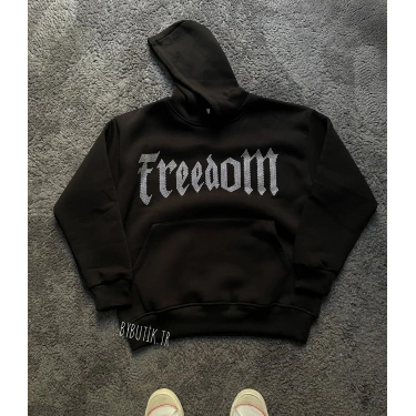 FREEDOM Taş Baskı Unisex Oversize Hoodie